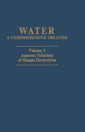 Franks |  Aqueous Solutions of Simple Electrolytes | Buch |  Sack Fachmedien