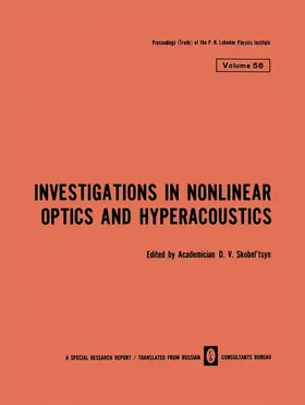 Skobel tsyn |  Investigations in Nonlinear Optics and Hyperacoustics | Buch |  Sack Fachmedien