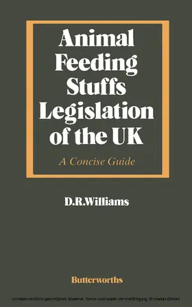 Williams |  Animal Feeding Stuffs Legislation of the UK | eBook | Sack Fachmedien