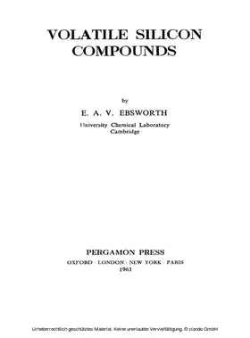 Ebsworth / Taube / Maddock |  Volatile Silicon Compounds | eBook | Sack Fachmedien