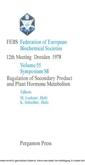 Luckner / Schreiber |  Regulation of Secondary Product and Plant Hormone Metabolism | eBook | Sack Fachmedien