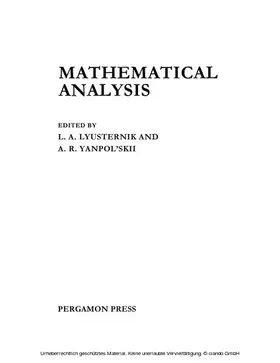 Lyusternik / Yanpol'Skii |  Mathematical Analysis | eBook | Sack Fachmedien