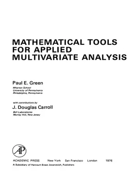 Green |  Mathematical Tools for Applied Multivariate Analysis | eBook | Sack Fachmedien