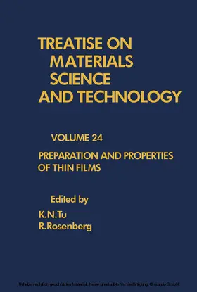 Tu / Rosenberg |  Preparation and Properties of Thin Films | eBook | Sack Fachmedien