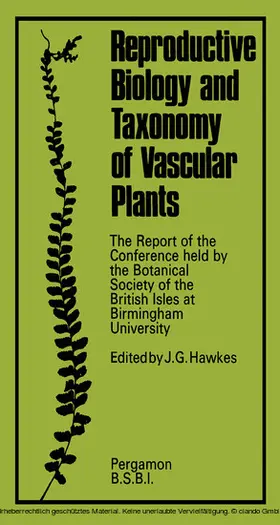 Hawkes |  Reproductive Biology and Taxonomy of Vascular Plants | eBook | Sack Fachmedien