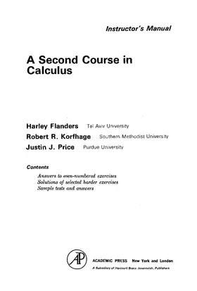 Flanders / Korfhage / Price |  A Second Course in Calculus | eBook | Sack Fachmedien