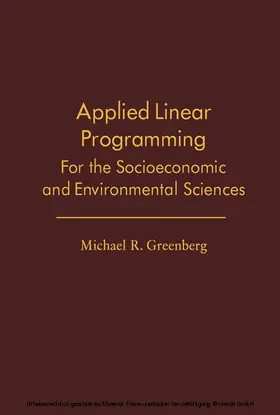 Greenberg / Schmidt |  Applied Linear Programming | eBook | Sack Fachmedien
