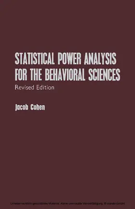 Cohen |  Statistical Power Analysis for the Behavioral Sciences | eBook | Sack Fachmedien