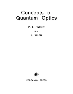 Knight / Allen |  Concepts of Quantum Optics | eBook | Sack Fachmedien