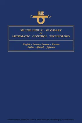 Broadbent / Masubuchi |  Multilingual Glossary of Automatic Control Technology | eBook | Sack Fachmedien