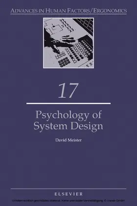 Meister |  Psychology of System Design | eBook | Sack Fachmedien