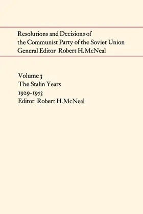 McNeal |  Resolutions and Decisions of the Communist Party of the Soviet Union, Volume 3 | eBook | Sack Fachmedien