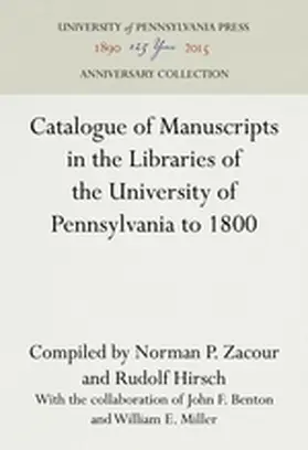  Catalogue of Manuscripts in the Libraries of the University of Pennsylvania to 1800 | Buch |  Sack Fachmedien