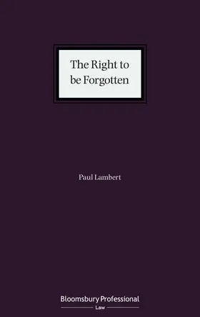 Lambert |  The Right to be Forgotten | Buch |  Sack Fachmedien