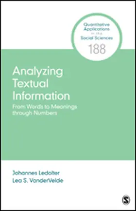 Ledolter / VanderVelde |  Analyzing Textual Information | Buch |  Sack Fachmedien