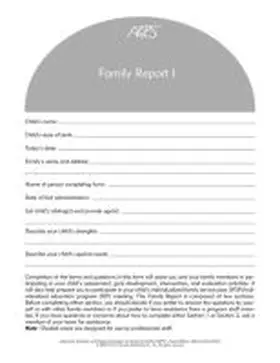 Bricker / Capt / Johnson |  Assessment, Evaluation, and Programming System for Infants and Children (Aeps(r)), Family Report I | Buch |  Sack Fachmedien