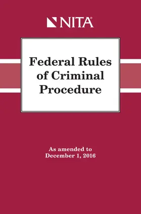  Federal Rules of Criminal Procedure: As Amended to December 1, 2016 | Buch |  Sack Fachmedien