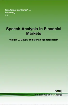 Mayew / Venkatachalam |  Speech Analysis in Financial Markets | Buch |  Sack Fachmedien