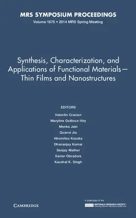 Craciun / Guilloux-Viry / Jain |  Synthesis, Characterization, and Applications of Functional Materials-Thin Films and Nanostructures | Buch |  Sack Fachmedien