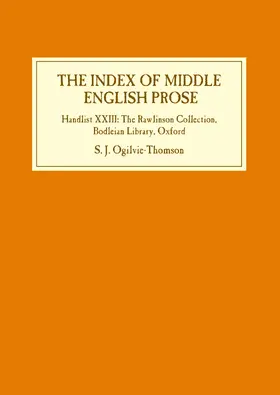 Ogilvie-Thomson |  The Index of Middle English Prose | eBook | Sack Fachmedien