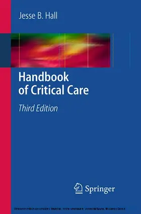 Hall |  Handbook of Critical Care | eBook | Sack Fachmedien