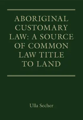 Secher |  Aboriginal Customary Law | Buch |  Sack Fachmedien