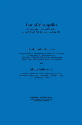 Raybould, Consulting Editor / Ali | Law of Monopolies | Buch | 978-1-85333-624-9 | sack.de