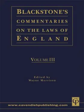 Morrison |  Blackstone's Commentaries on the Laws of England Volumes I-IV | Buch |  Sack Fachmedien
