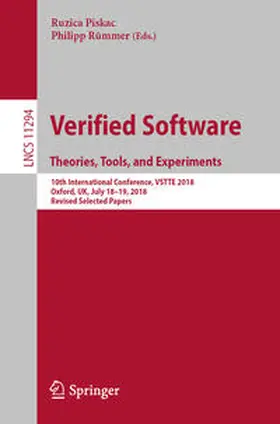 Piskac / Rümmer | Verified Software. Theories, Tools, and Experiments | E-Book | www2.sack.de