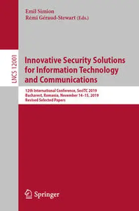 Simion / Géraud-Stewart |  Innovative Security Solutions for Information Technology and Communications | eBook | Sack Fachmedien