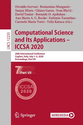 Gervasi / Torre / Murgante |  Computational Science and Its Applications - ICCSA 2020 | Buch |  Sack Fachmedien