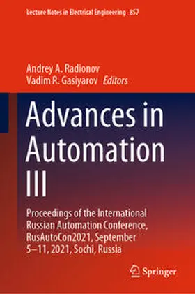 Radionov / Gasiyarov |  Advances in Automation III | eBook | Sack Fachmedien