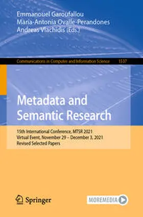 Garoufallou / Ovalle-Perandones / Vlachidis |  Metadata and Semantic Research | eBook | Sack Fachmedien