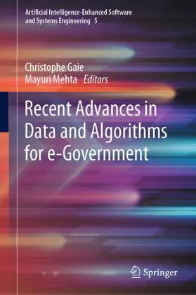 Mehta / Gaie |  Recent Advances in Data and Algorithms for e-Government | Buch |  Sack Fachmedien