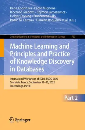 Koprinska / Nowaczyk / Mignone |  Machine Learning and Principles and Practice of Knowledge Discovery in Databases | Buch |  Sack Fachmedien