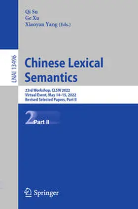 Su / Xu / Yang | Chinese Lexical Semantics | E-Book | www2.sack.de
