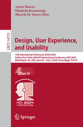 Marcus / Rosenzweig / Soares |  Design, User Experience, and Usability | Buch |  Sack Fachmedien