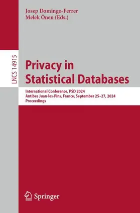 Önen / Domingo-Ferrer |  Privacy in Statistical Databases | Buch |  Sack Fachmedien