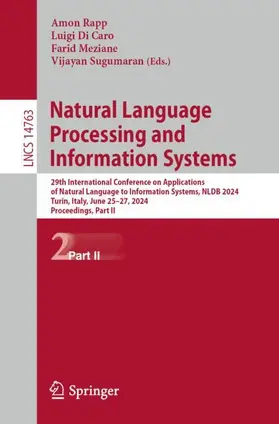 Rapp / Di Caro / Meziane |  Natural Language Processing and Information Systems | Buch |  Sack Fachmedien