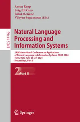 Rapp / Di Caro / Meziane |  Natural Language Processing and Information Systems | eBook | Sack Fachmedien