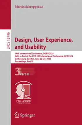 Schrepp |  Design, User Experience, and Usability | eBook | Sack Fachmedien