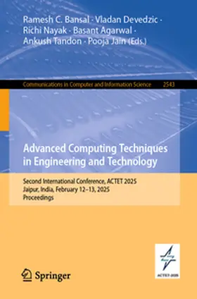 Bansal / Devedzic / Nayak |  Advanced Computing Techniques in Engineering and Technology | eBook | Sack Fachmedien