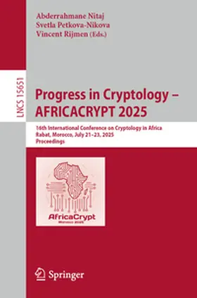 Nitaj / Petkova-Nikova / Rijmen | Progress in Cryptology - AFRICACRYPT 2025 | E-Book | sack.de