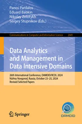 Pardalos / Babkin / Zolotykh | Data Analytics and Management in Data Intensive Domains | E-Book | www2.sack.de