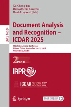 Yin / Karatzas / Lopresti |  Document Analysis and Recognition – ICDAR 2025 | eBook | Sack Fachmedien
