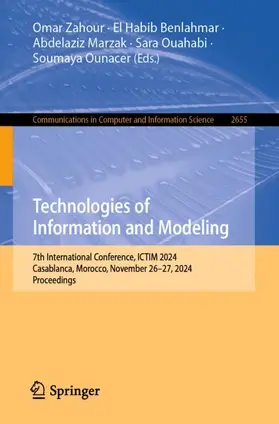 Zahour / Benlahmar / Marzak |  Technologies of Information and Modeling | Buch |  Sack Fachmedien