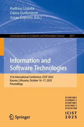 Lopata / Gudoniene / Gudoniene |  Information and Software Technologies | Buch |  Sack Fachmedien