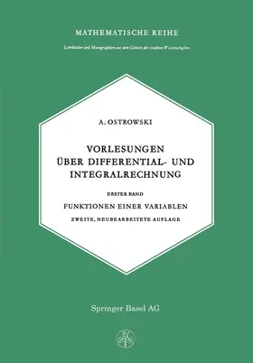 Ostrowski |  Vorlesungen über Differential- und Integralrechnung | Buch |  Sack Fachmedien