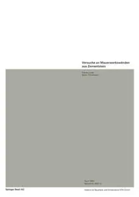 LURATI / THÜRLIMANN |  Versuche an Mauerwerkswänden aus Zementstein | eBook | Sack Fachmedien