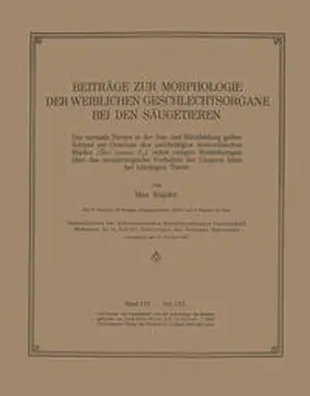 Küpfer |  Beiträge zur Morphologie der Weiblichen Geschlechtsorgane bei den Säugetieren | eBook | Sack Fachmedien